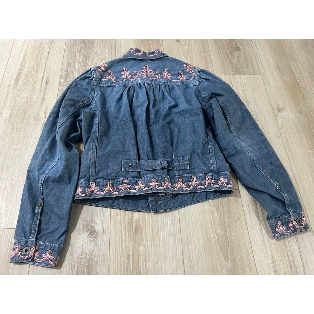 RRL Martin Flora Embroidered Denim Shirt Women Size 3 - Picture 4 of 9